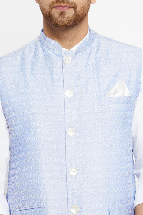 VASTRAMAY Lavender Blue Baap Beta Ethnic Jacket Set